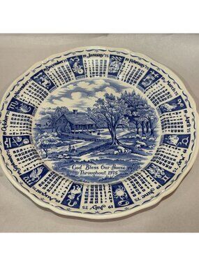 Alfred Meakin 1975 Bless Our House Horoscope Plate Blue Collectible England 9"